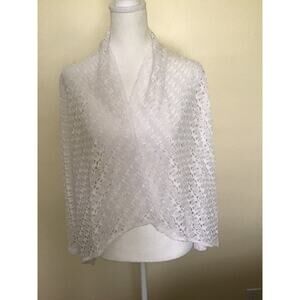Women's White Cardigan Style Open Jacket Lacey‎ White Covering by Hearts of Palm